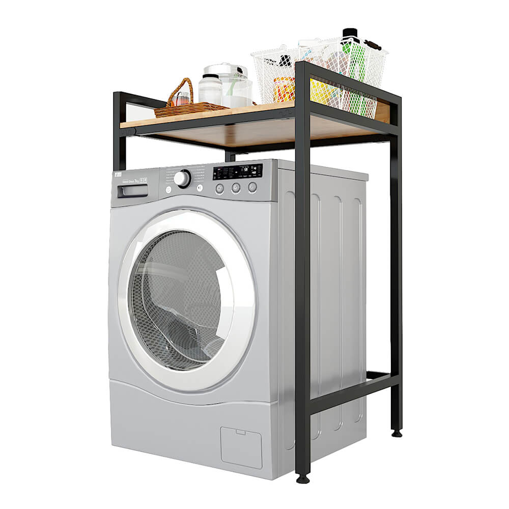 Kệ máy giặt đơn giản gỗ cao su khung sắt LHS-9347