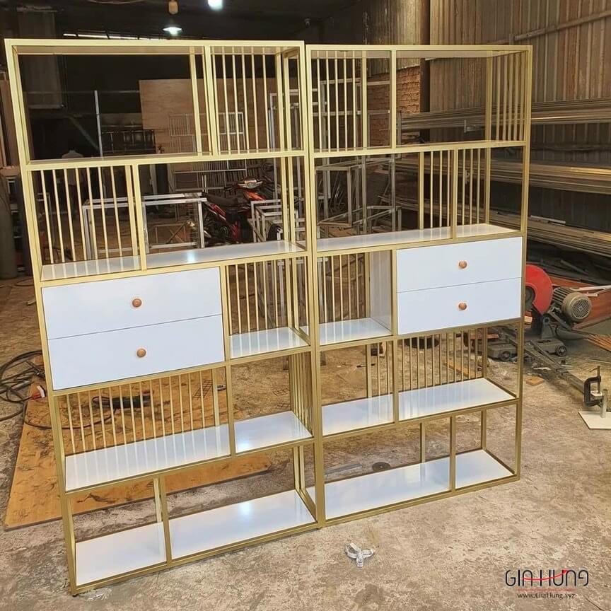 [LHS-8974] Kệ trang trí khung chân sắt mặt gỗ LHS-8974