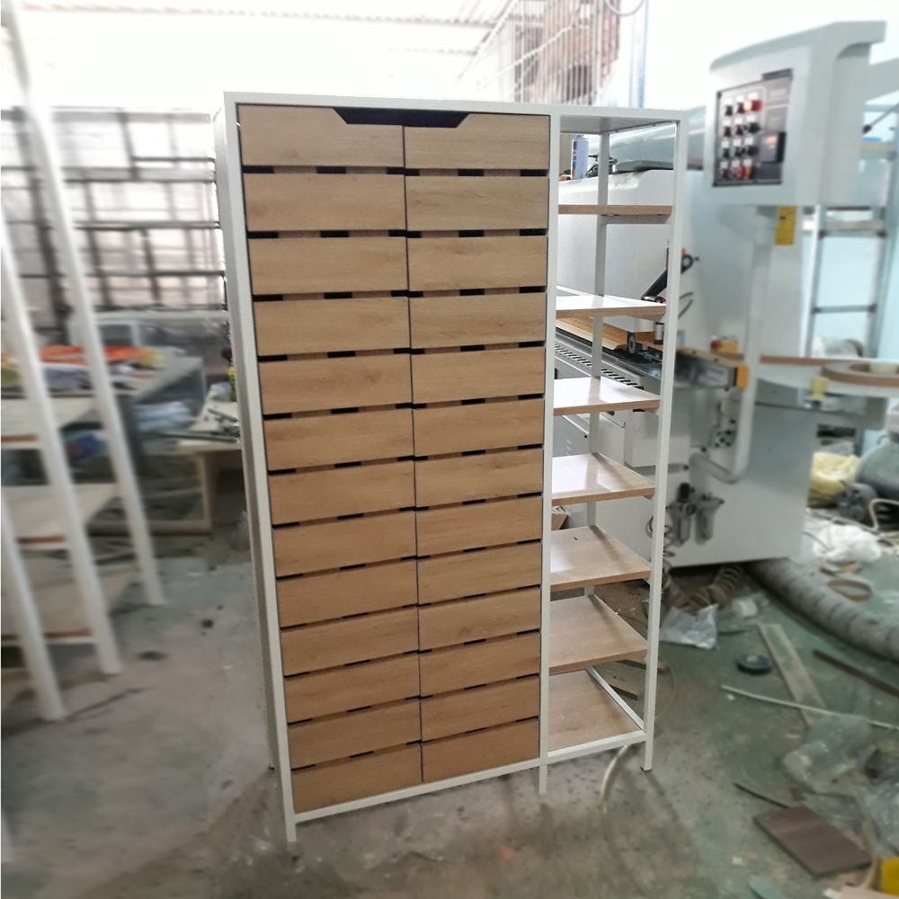 [LHS-8707] Kệ giày khung chân sắt mặt gỗ công nghiệp LHS-8707