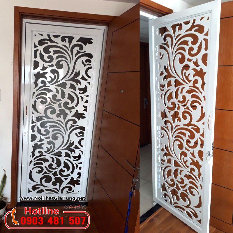 Cửa sắt chung cư hoa văn CNC LHS-8432 tại Toky Tower quận 12