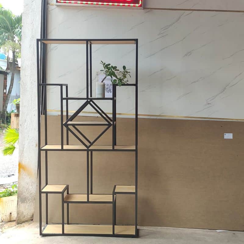 Kệ trang trí khung sắt mặt gỗ LHS-8205