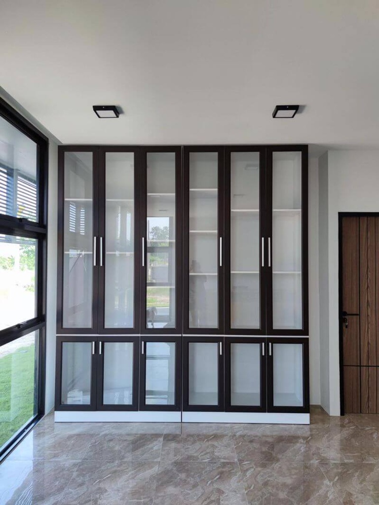 Tủ gỗ công nghiệp MDF phủ Melamine cánh kính LHS-7863