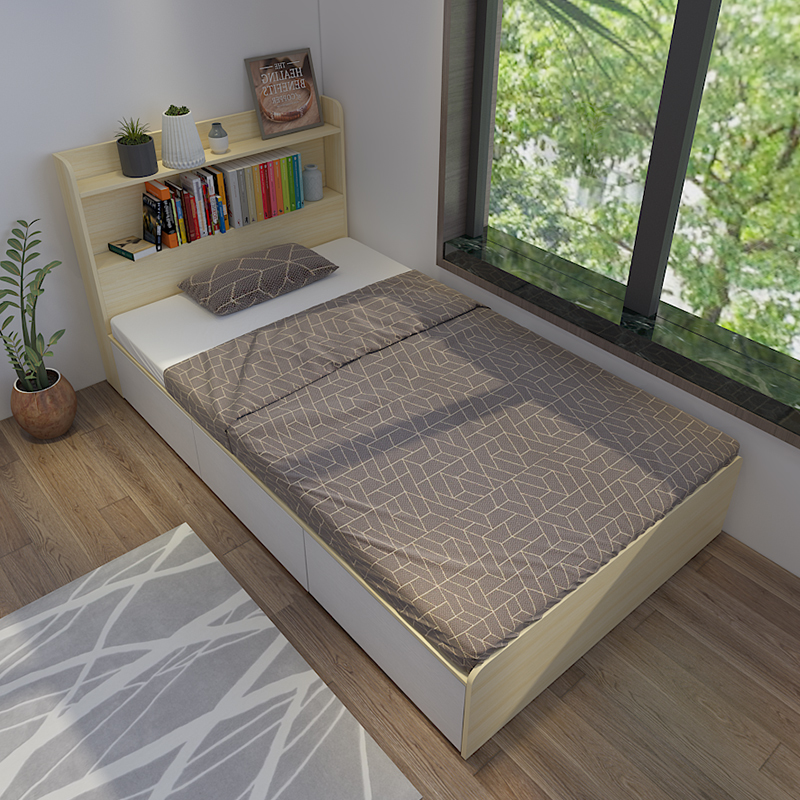 Giường liền kệ gỗ công nghiệp MDF chống ẩm 3 ngăn kéo LHS-7291
