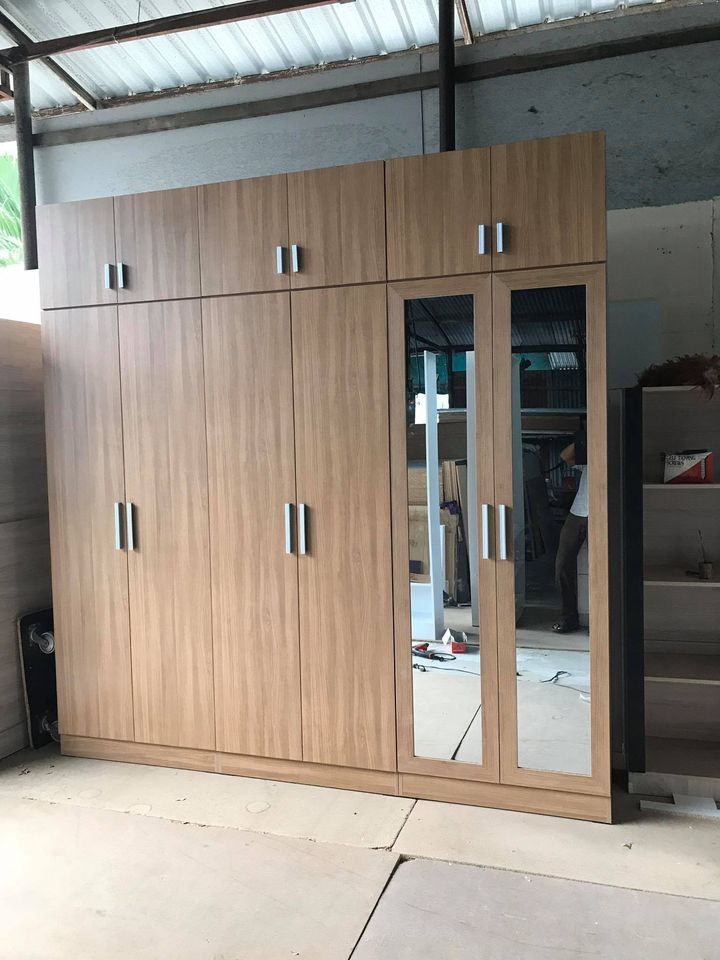 [LHS-7087] Tủ áo gỗ công nghiệp MDF chống ẩm 6 cánh có gương LHS-7087