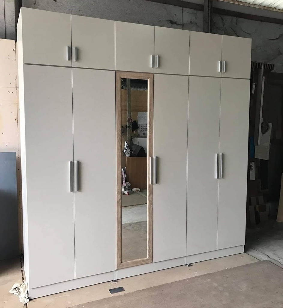 Tủ áo gỗ công nghiệp MDF chống ẩm 6 cánh có gương LHS-7075