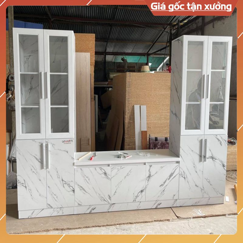 Tủ kệ tivi gỗ công nghiệp MDF chống ẩm vân đá LHS-6907