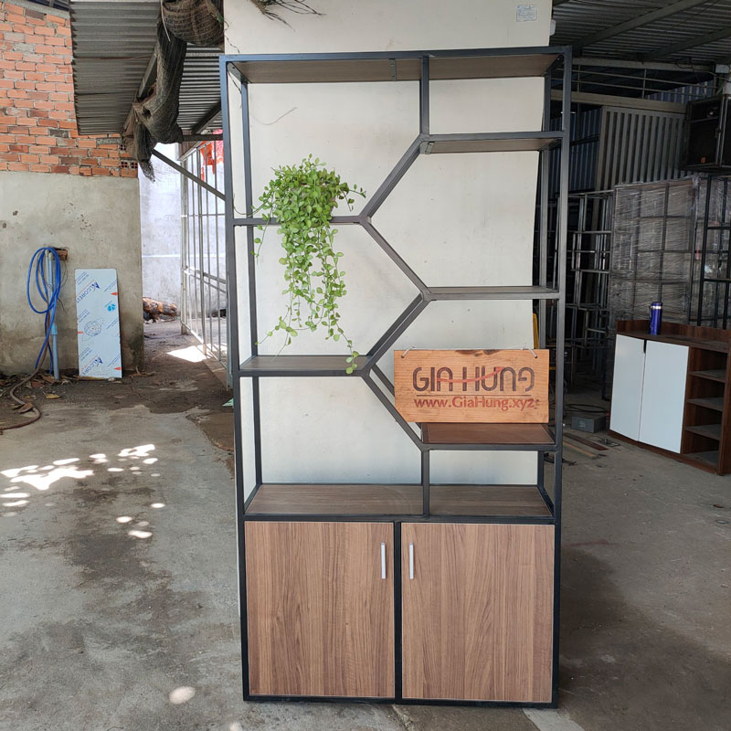 [LHS-5873] Kệ sắt trang trí có tủ dưới LHS-5873