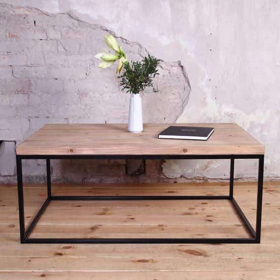 Bàn sofa chân sắt mặt gỗ thông LHS-5225