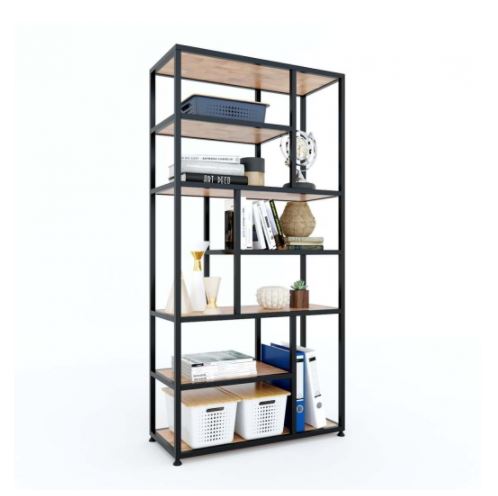 Kệ trang trí gỗ cao su khung sắt 750x320x1500(mm) LHS-6020