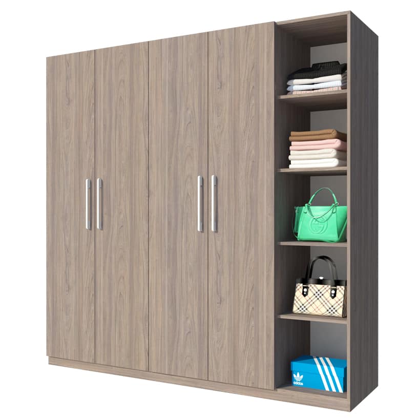 [LHS-5252] Tủ Áo 4 Cánh Gỗ MDF Melamine Có Kệ LHS-5252