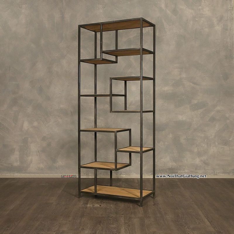 [LHS-242] Kệ sách khung sắt mặt gỗ LHS-242